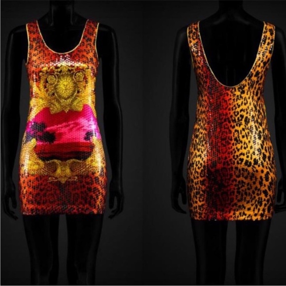 NWT Versace x H&M Stampa Sequin Sunset Mini Dress - Picture 3 of 12